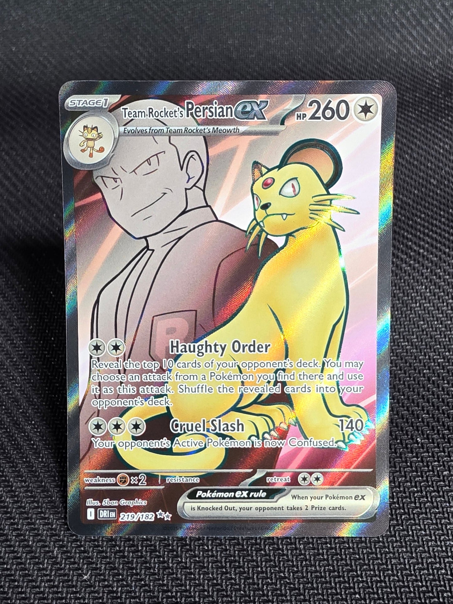 Team Rocket’s Persian ex – 219/182 (Ultra Rare)
